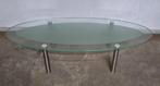 Glazen salontafel met metalen poten, Ophalen, Minder dan 50 cm, Gebruikt, 100 tot 150 cm