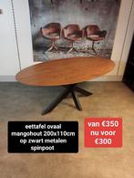 Nieuwe eettafel ovaal mangohout 200x110cm op spinpoot €300, Ophalen, ., Nieuw, .