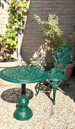 Pragtige gietijzer  tuin tafel met een stoel, Tuin en Terras, Ophalen, Gebruikt, Rond, Metaal