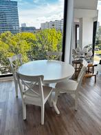 Ikea INGATORP ronde/ovale uitschuifbare tafel in wit, Ophalen, 100 tot 150 cm, Rond, Zo goed als nieuw