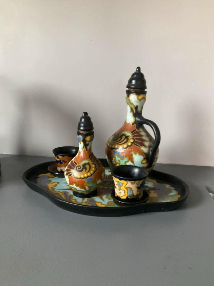 Gouda Regina Presto Likeurset, Antiek en Kunst, Antiek | Keramiek en Aardewerk, Ophalen of Verzenden
