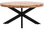 Ronde mangohouten eettafel – zo goed als nieuw!, 100 tot 150 cm, Rond, Ophalen of Verzenden, Zo goed als nieuw