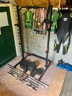 Squat/bench/pull-up rack + 204 kg schijven & halters  28mm, Ophalen, Benen, Gebruikt, Krachtstation