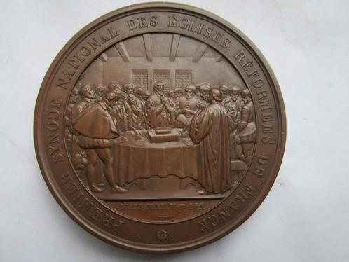 Bronzen penning 3e eeuwfeest Franse hervomde kerk Bovy 1859, Postzegels en Munten, Penningen en Medailles, Brons, Buitenland, Verzenden