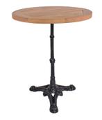 Teakhouten terras bistrotafel rond 60 cm gietijzeren voet, Ophalen of Verzenden, Nieuw, Rond, Teakhout