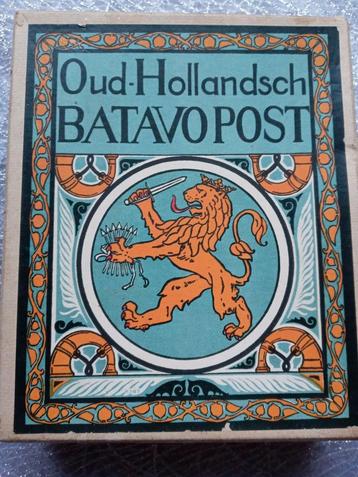 Prachtige oude doos Oud-Hollandsch Batavopost met inhoud  beschikbaar voor biedingen