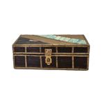 Vintage hout met messing kistje, Antiek en Kunst, Ophalen of Verzenden