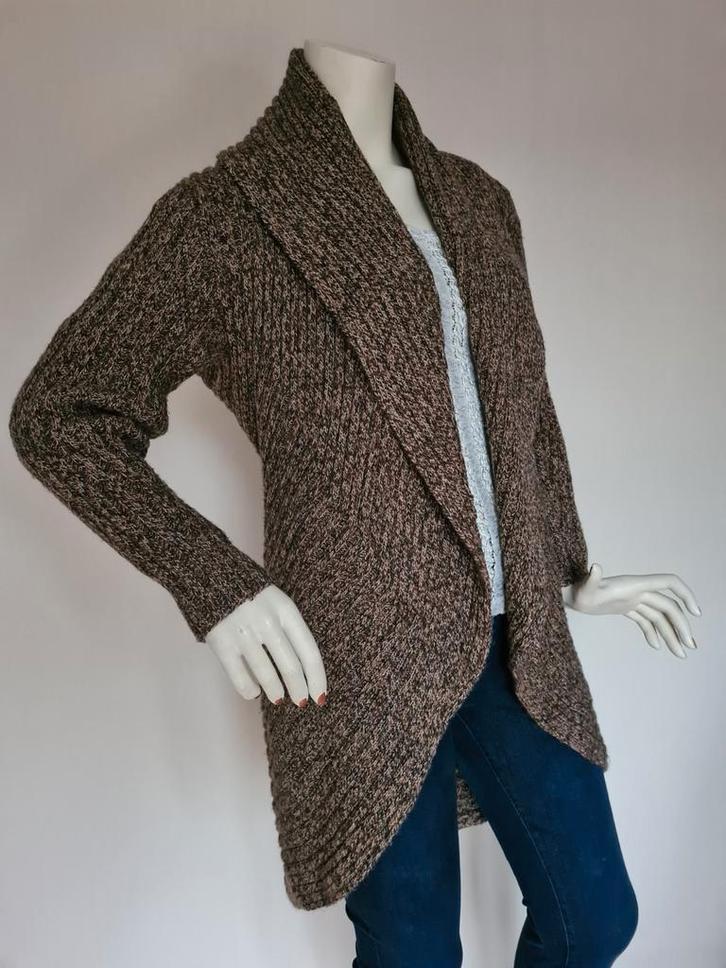 Cardigan bruin gemêleerd vest met sjaalkraag. Mt.M., Kleding | Dames, Truien en Vesten, Zo goed als nieuw, Maat 38/40 (M), Bruin