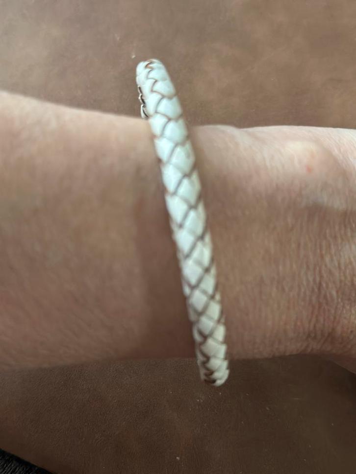 Fossil leren armband - Wit, Sieraden, Tassen en Uiterlijk, Armbanden, Zo goed als nieuw, Leer, Wit, Ophalen of Verzenden