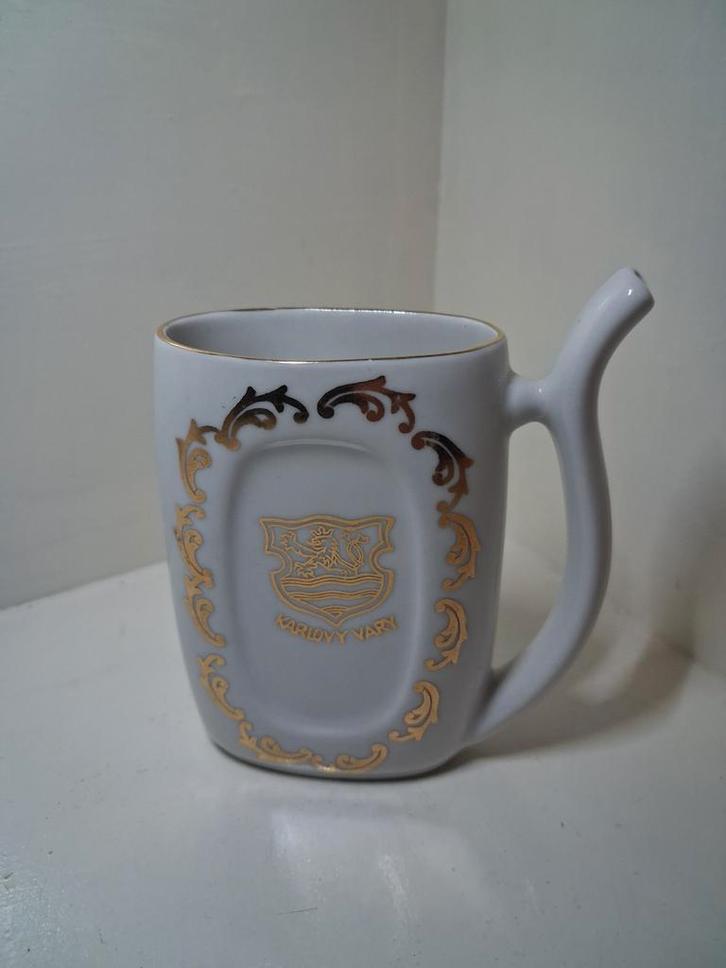 Vintage Karlovy Vary Porseleinen Spabeker (Tuitbeker) - 10cm, Antiek en Kunst, Antiek | Porselein, Ophalen of Verzenden