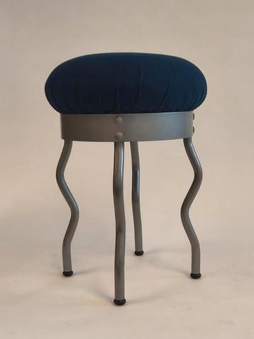 Vintage Ikea kruk Uri Per Ivar Ledang krukje metaal stof - afbeelding 1