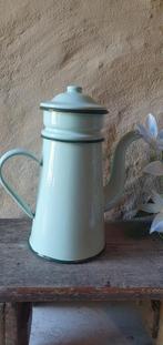 Franse vintage emaille koffiepot in turquoise, Antiek en Kunst, Antiek | Emaille, Ophalen of Verzenden