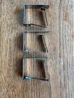 Drie vintage rvs tafelkleedklemmen, Antiek en Kunst, Ophalen of Verzenden