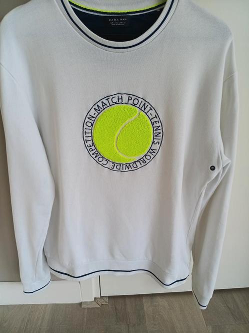 Leuke tennis sweater van de Zara, m en xl, Kleding | Heren, Truien en Vesten, Zo goed als nieuw, Maat 56/58 (XL), Wit, Ophalen of Verzenden