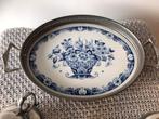 Roomstelblad Delfts blauw met roomstel en lepelvaasje tin, Ophalen of Verzenden