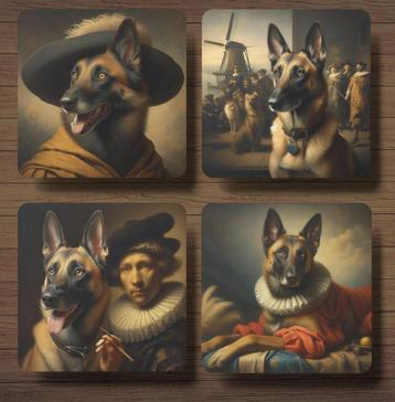 Mechelse Herder Rembrandt stijl onderzetters met houder beschikbaar voor biedingen