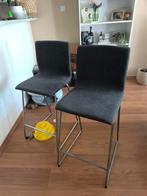 Grijze stoffen barkrukken, Ophalen, Zo goed als nieuw, 90 cm of meer, Metaal