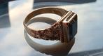14k gouden ring | Zwarte hematiet steen, Sieraden, Tassen en Uiterlijk, Ringen, 19 tot 20, Ophalen of Verzenden, Zo goed als nieuw