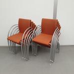 10x Wiesner Hager design vergaderstoelen met oranje stof, Ophalen of Verzenden, Overige kleuren, Stof, Vijf, Zes of meer stoelen