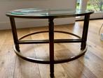 Ronde salontafel (messing en glas), Gebruikt, 50 tot 100 cm, Rond, Ophalen of Verzenden
