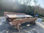 4 meter zware tuintafel met losse banken., Tuin en Terras, Picknicktafels, Ophalen, Zo goed als nieuw, Rechthoekig, Hout