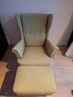 IKEA STRANDMON fauteuil + voetenbank - saliegroen, Huis en Inrichting, Fauteuils, Ophalen, Klassiek, 75 tot 100 cm, Zo goed als nieuw