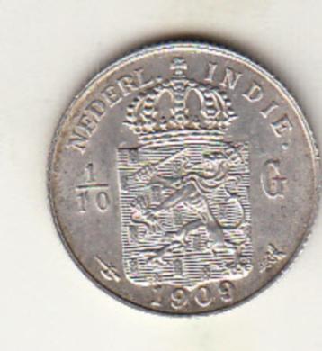 Ned. Indië - 10 cent, 1/10 gulden 1909 P+  -KM#309 beschikbaar voor biedingen