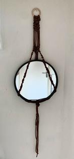 Spiegel met macrame ophanging, made by trice, Ophalen of Verzenden, Rond, Minder dan 50 cm, Minder dan 100 cm