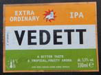 Bieretiket Vedett extra ordinary IPA Brouw. Moortgat (11t1), Verzamelen, Verzenden, Gebruikt, Overige typen, Overige merken