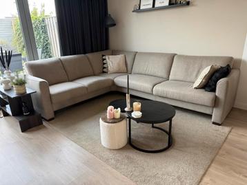 Hoekbank – 226x287 cm – grof geweven linnen-look stof beschikbaar voor biedingen