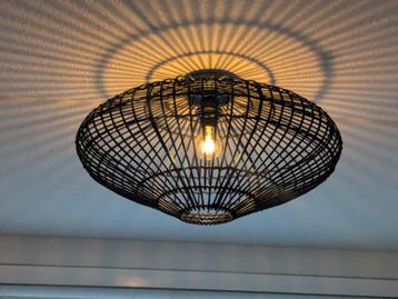 Lucide Magali rotan/rattan plafonniere/plafondlamp zwart beschikbaar voor biedingen