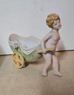 Vintage Porseleinen beeldje kind met kar, Antiek en Kunst, Antiek | Porselein, Ophalen of Verzenden
