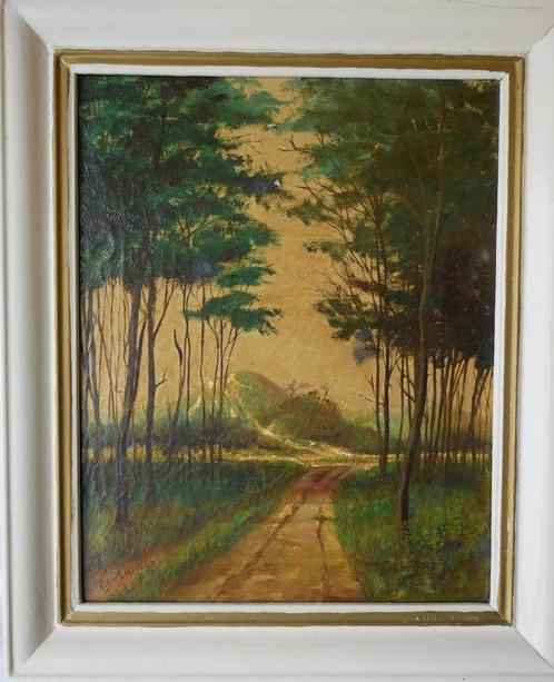 antiek schilderij + antieke knipselprent, Antiek en Kunst, Kunst | Schilderijen | Klassiek, Ophalen of Verzenden