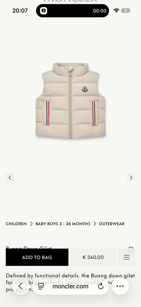 Body warmer moncler kind size 9/12M, Kleding | Heren, Bodywarmers, Zo goed als nieuw, Ophalen of Verzenden