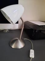 Bureaulamp burolamp wit + zilver  met aan / uit schakelaar, Minder dan 50 cm, Modern, Ophalen of Verzenden, Metaal