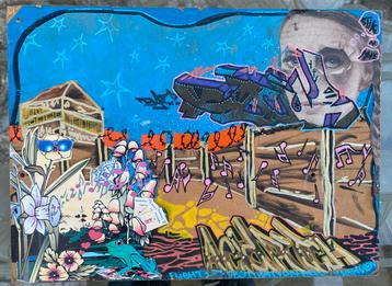 Mixed media collage beschikbaar voor biedingen