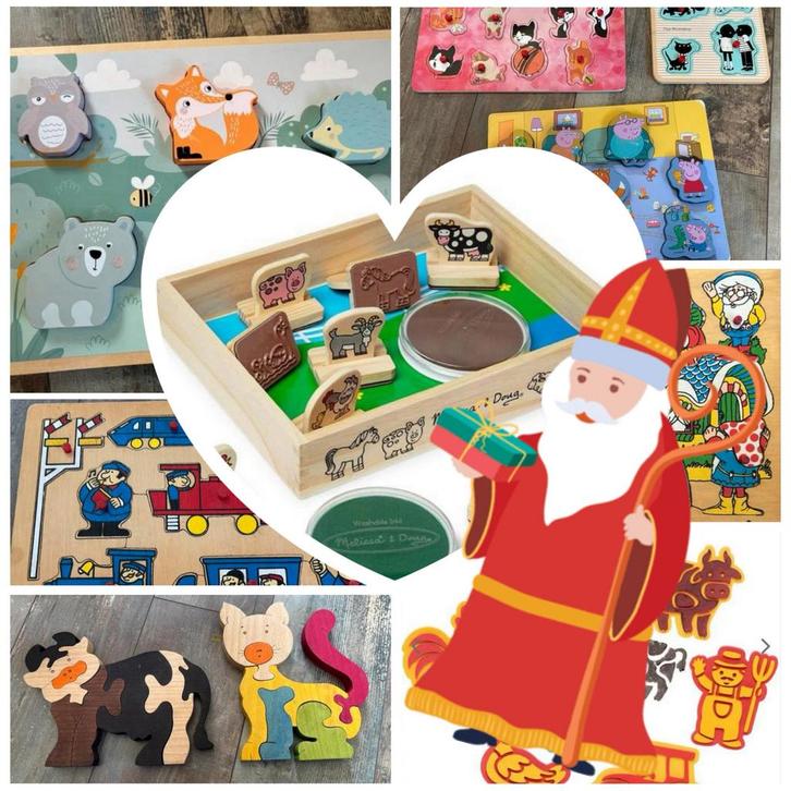 Leuke duurzame Sinterklaascadeautjes - puzzels en stempels, Kinderen en Baby's, Speelgoed | Educatief en Creatief, Zo goed als nieuw