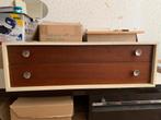 Vintage houten bestekbak- 2 lades- retro keuken opberger, Ophalen, Minder dan 50 cm, 1 of 2 laden, Zo goed als nieuw