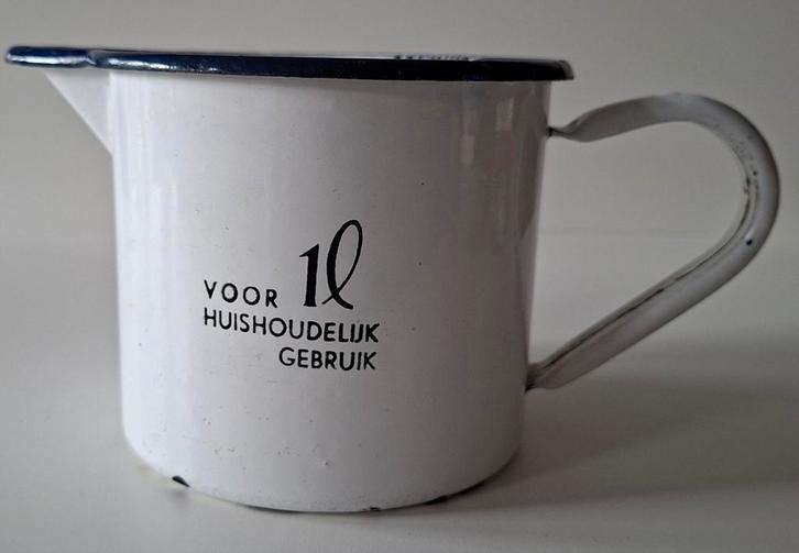 Vintage Emaille Maatbeker - 1 Liter, Antiek en Kunst, Antiek | Emaille, Ophalen of Verzenden