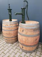 Eiken regenton wijnvat met gietijzeren handzwengelpomp, Ophalen, 150 liter of meer, Nieuw, Met pomp