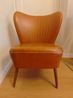 Vintage Cocktail Stoel - Cognac Skai Leer, Huis en Inrichting, Fauteuils, Minder dan 75 cm, Vintage, Hout, Ophalen of Verzenden