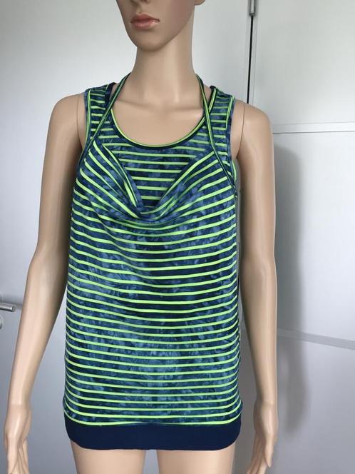 D664 Geisha maat XS=34 dubbel top shirt blauw/groen topje, Kleding | Dames, Tops, Zo goed als nieuw, Maat 34 (XS) of kleiner, Groen