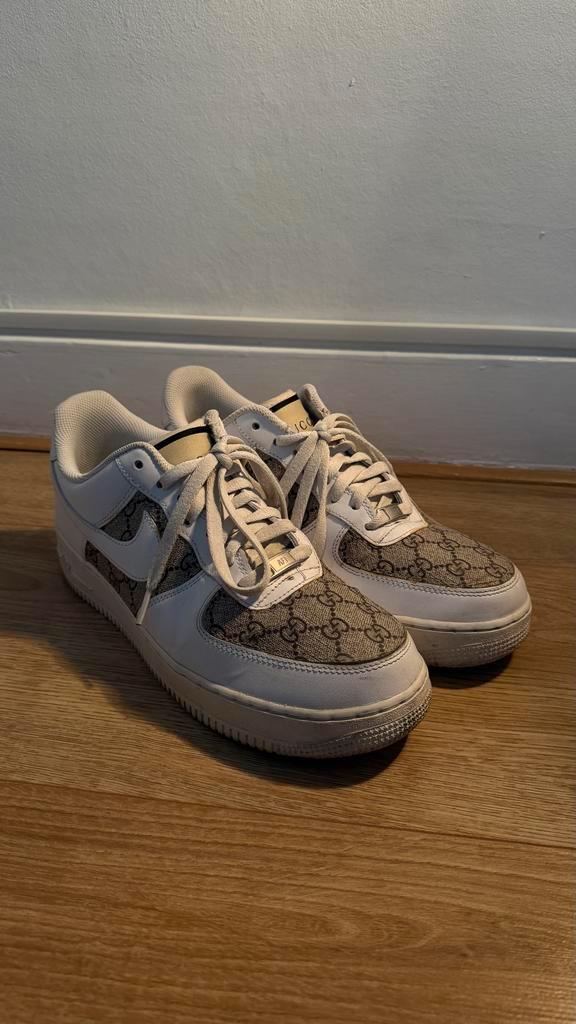 Nike air force 1x gucci custom, Kleding | Heren, Schoenen, Gedragen, Sneakers of Gympen, Wit, Ophalen of Verzenden