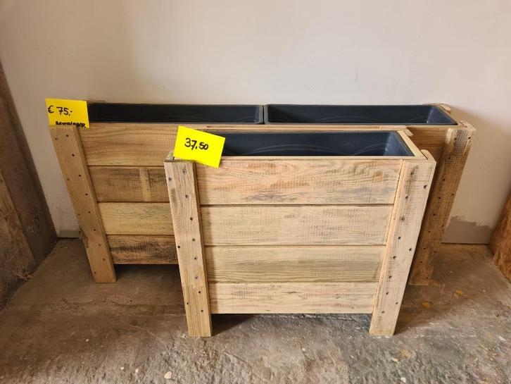 Plantenbakken: De Inzetter - Eenvoud - Op voorraad, Tuin en Terras, Bloembakken en Plantenbakken, Nieuw, Hout, Balkon, Tuin, 30 tot 60 cm