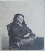 Rembrandt. Ets. Zijn moeder 1631. Postume druk.  Ca 1930., Antiek en Kunst, Ophalen