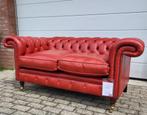 Chesterfield bank model Burlington in oxblood red, rood leer, Ophalen, Gebruikt, Chesterfield, Leer