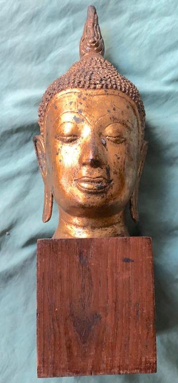 Vintage verguld metalen Boeddha hoofd Thailand beschikbaar voor biedingen