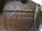 buste beeld brons jong meisje gesigneerd Cyriel de Brau, Antiek en Kunst, Ophalen