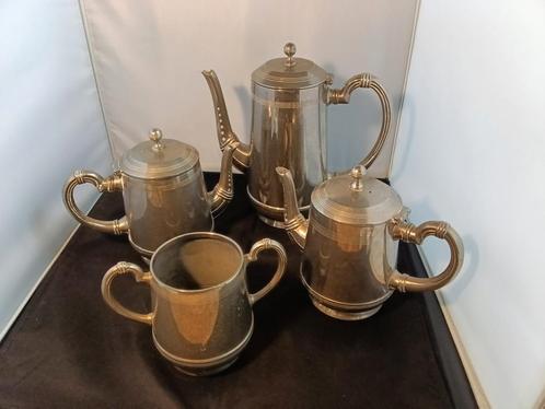 Antiek Tinnen Theeservies - 4 Delig, Antiek en Kunst, Antiek | Tin, Ophalen of Verzenden