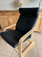 IKEA Poang leer!, Huis en Inrichting, Stoelen, Zwart, Leer, Ophalen of Verzenden, Zo goed als nieuw
